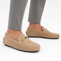 Beige Patent Penny Raised Loafers