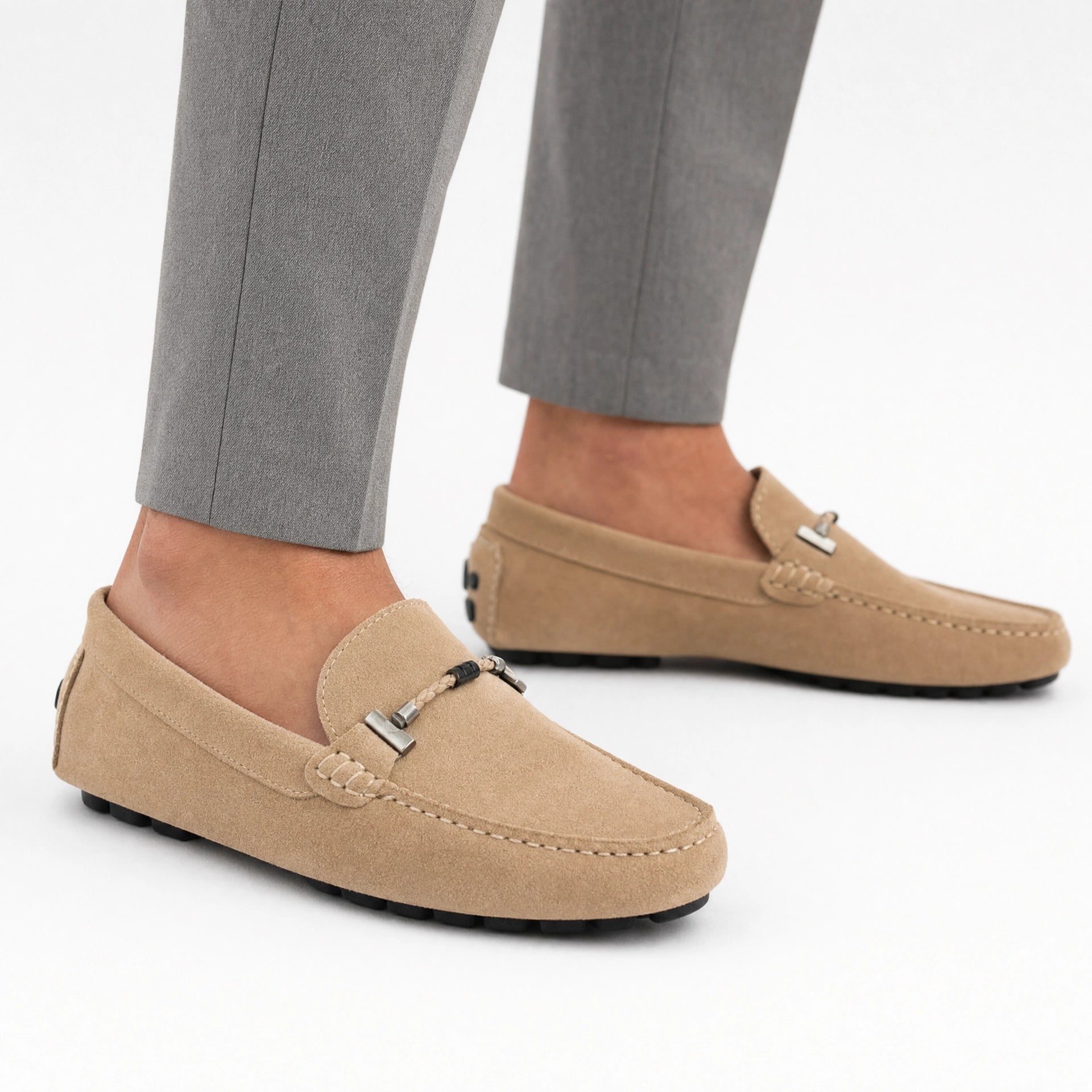 Beige Patent Penny Raised Loafers