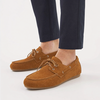 Camel Suede Sport Tag Loafers