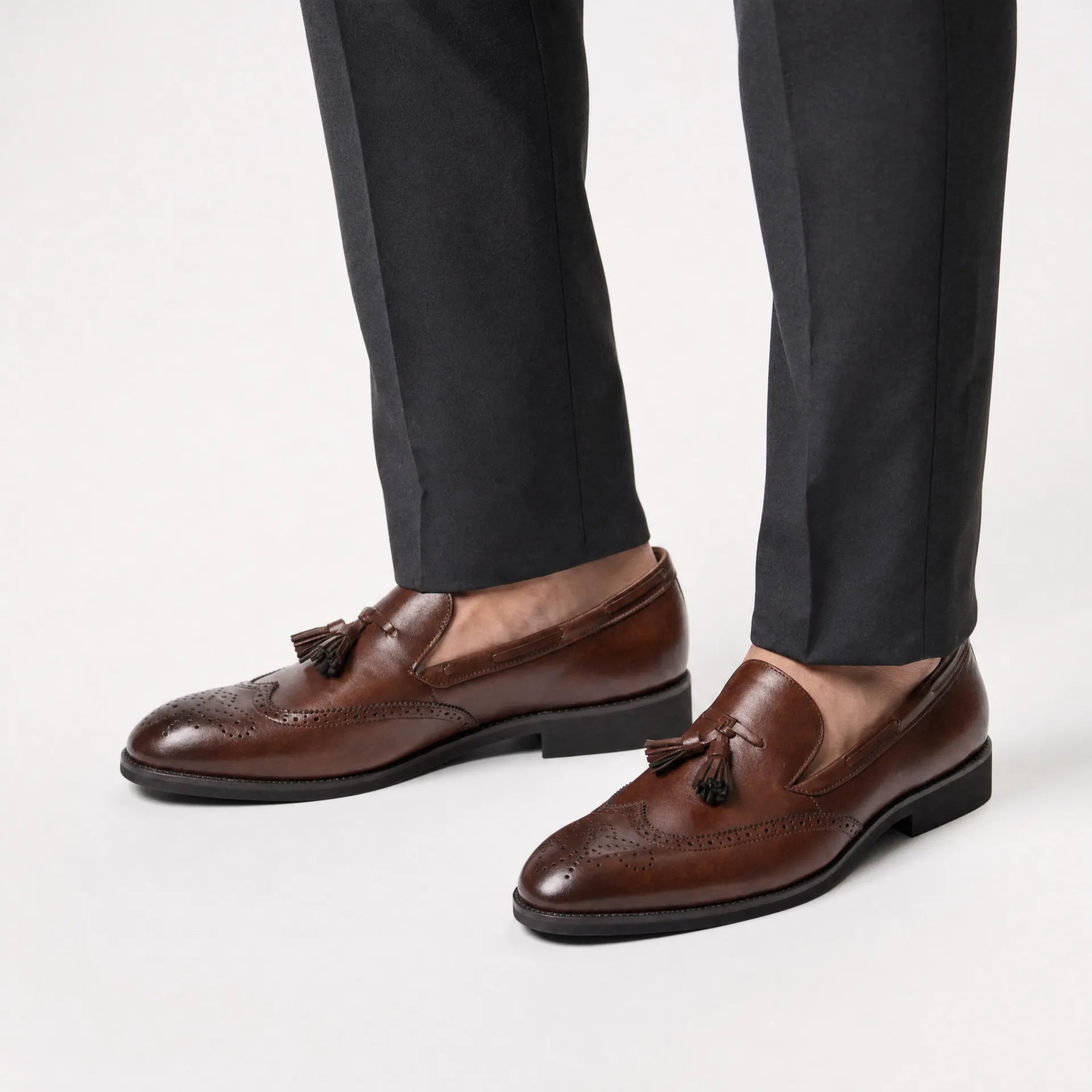 Gentry Morris Brogue Tassel Loafers Block Heel