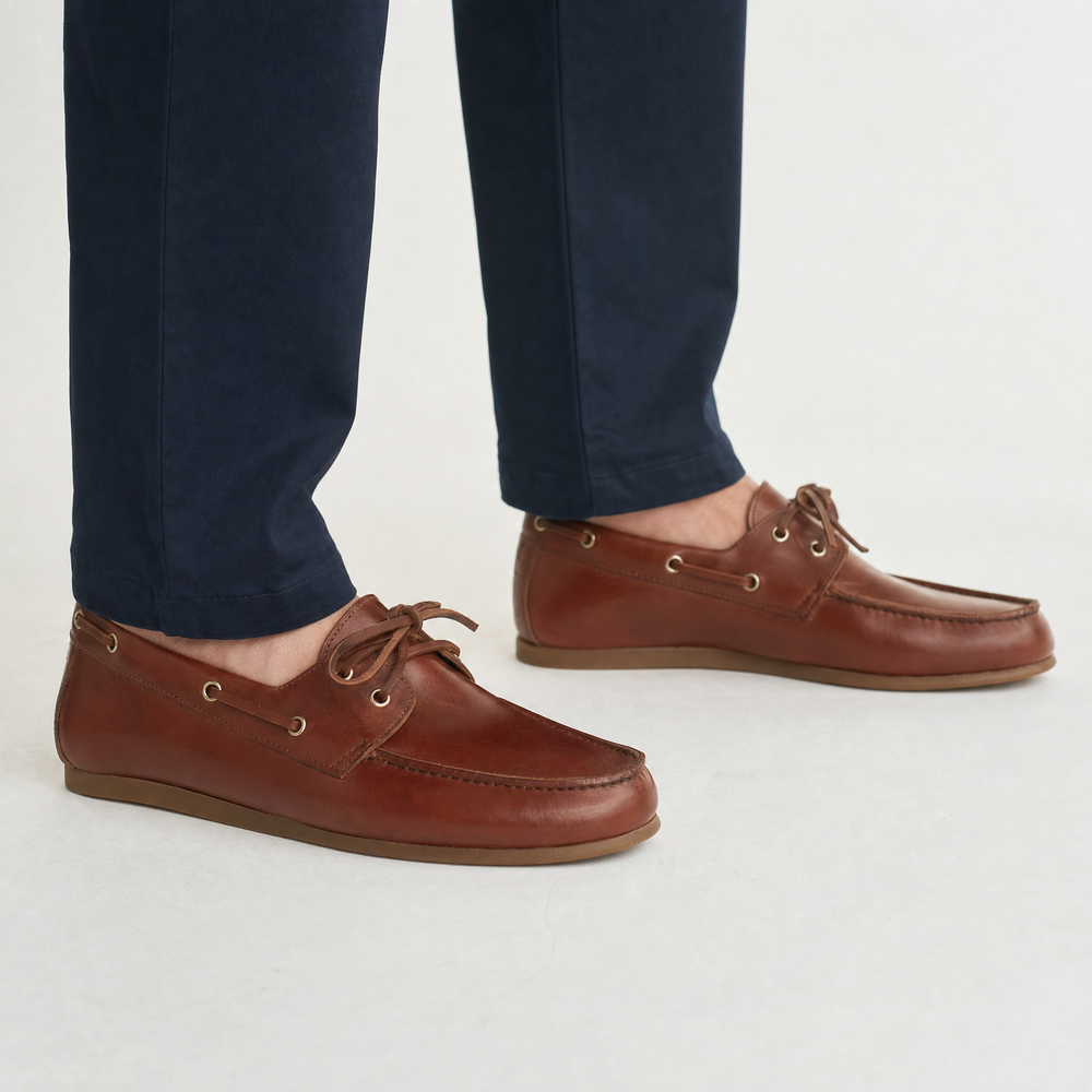 Dark Brown Leather Deck Loafers