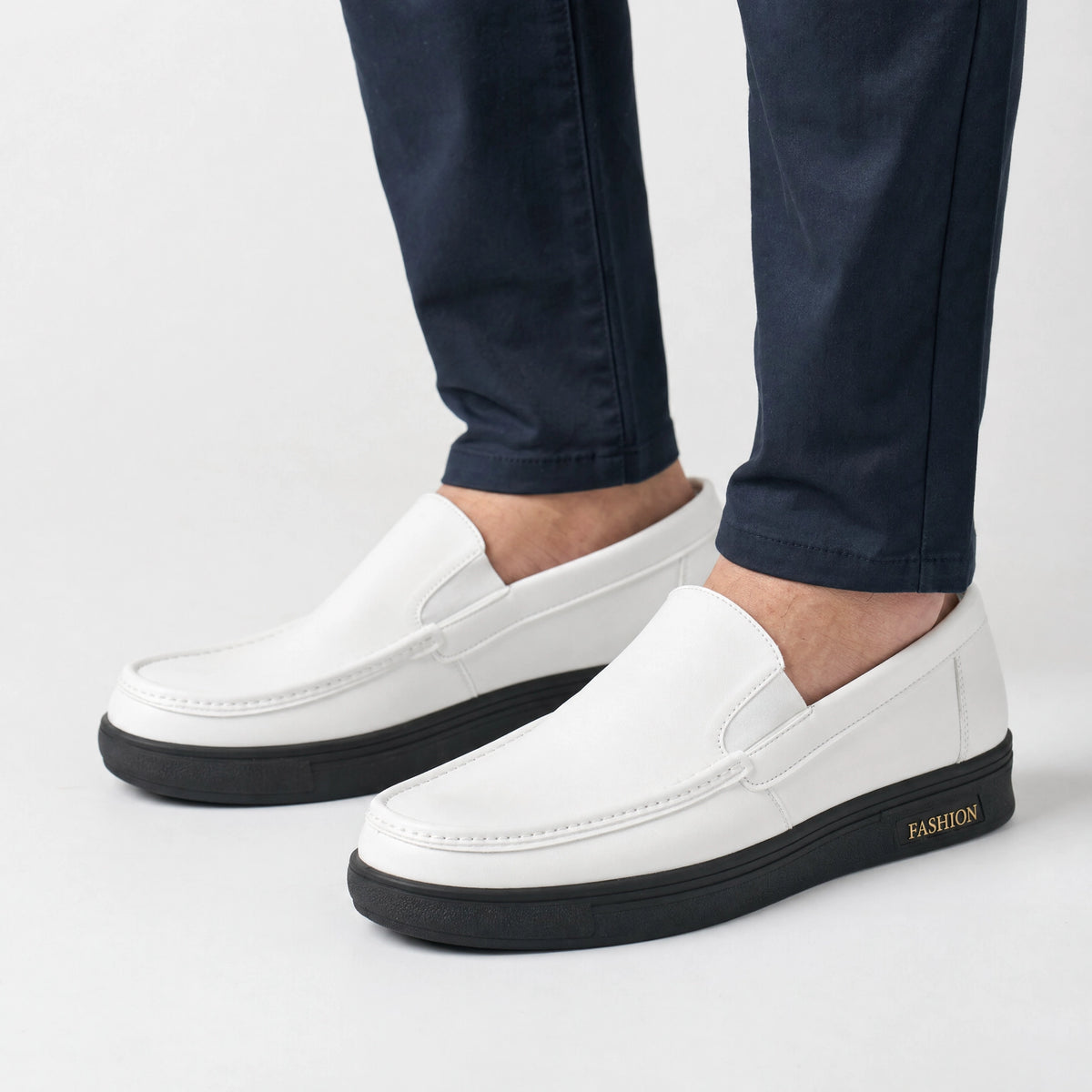 White Leather Horsebit Tassel Loafers