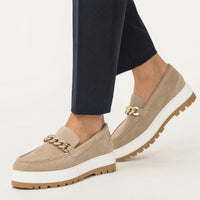 Suede Platform Loafers Chain Detail