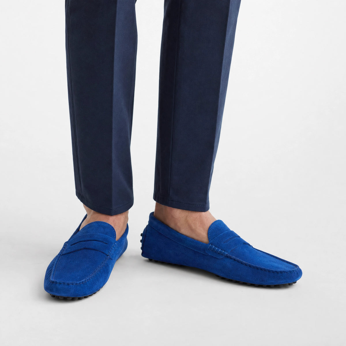 Royal Blue Studded Penny Loafers