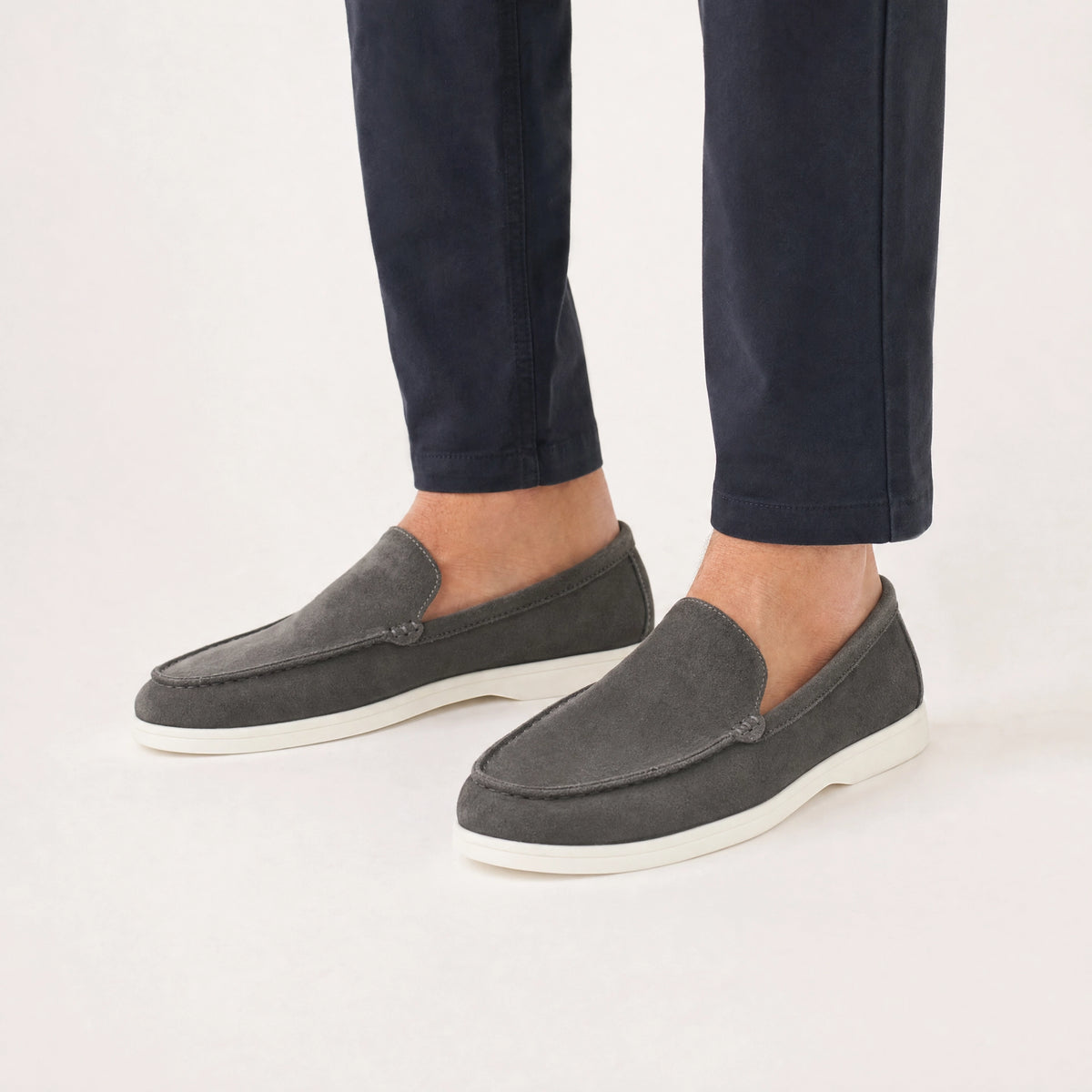 Grey Suede Light Sole Loafers