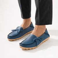 Blue Leather Boat Lace Loafers