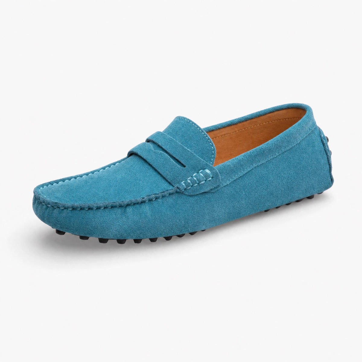 Blue Suede Rubber Pebble Loafers