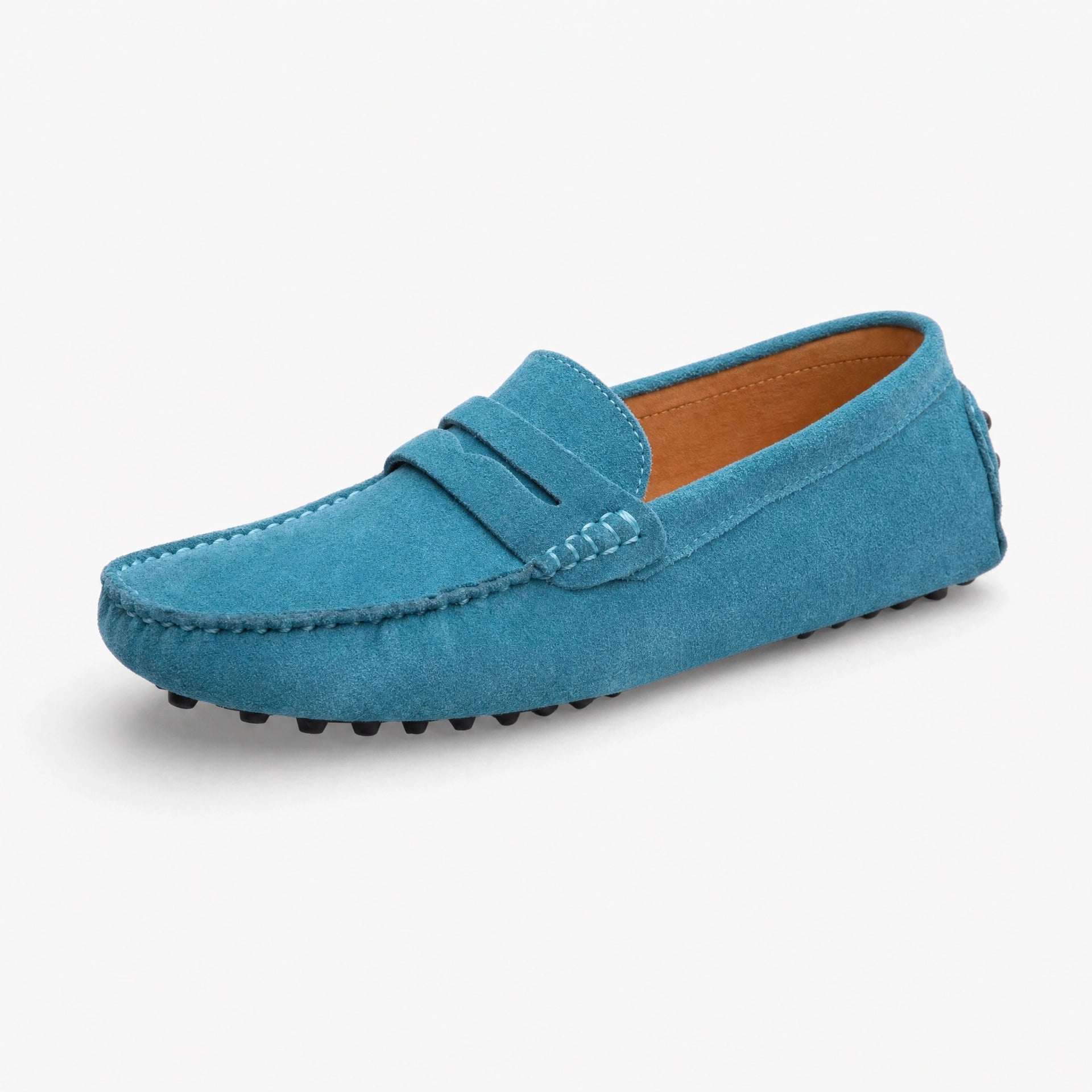 Blue Suede Rubber Pebble Loafers