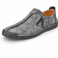 Grey Textured Zip Loafers