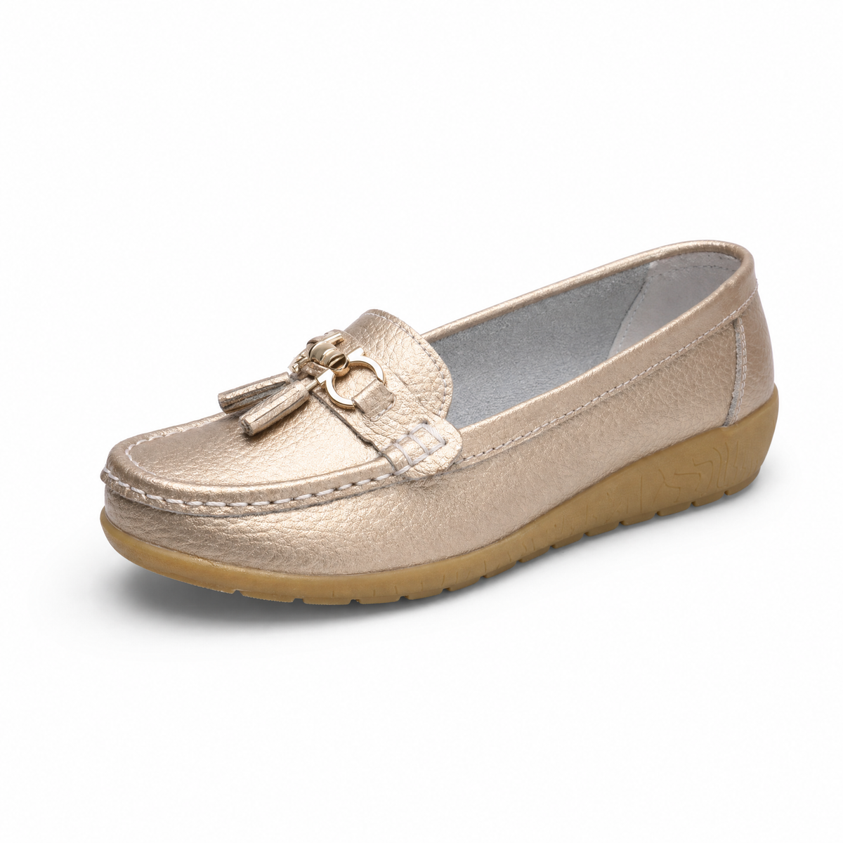 Gold Tassel Buckle Loafers