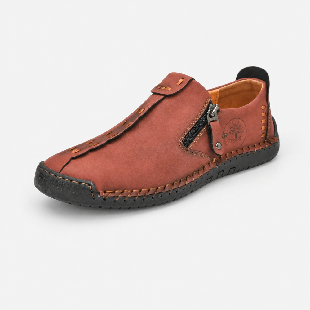 Burgundy Zip Stitch Loafers