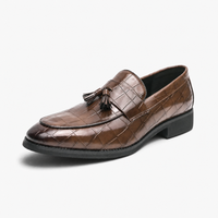 Embossed Tassel Loafers Square Toe