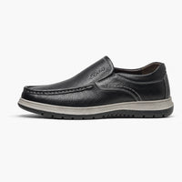 Black Leather Contrast Sole Loafers