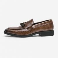Embossed Tassel Loafers Square Toe