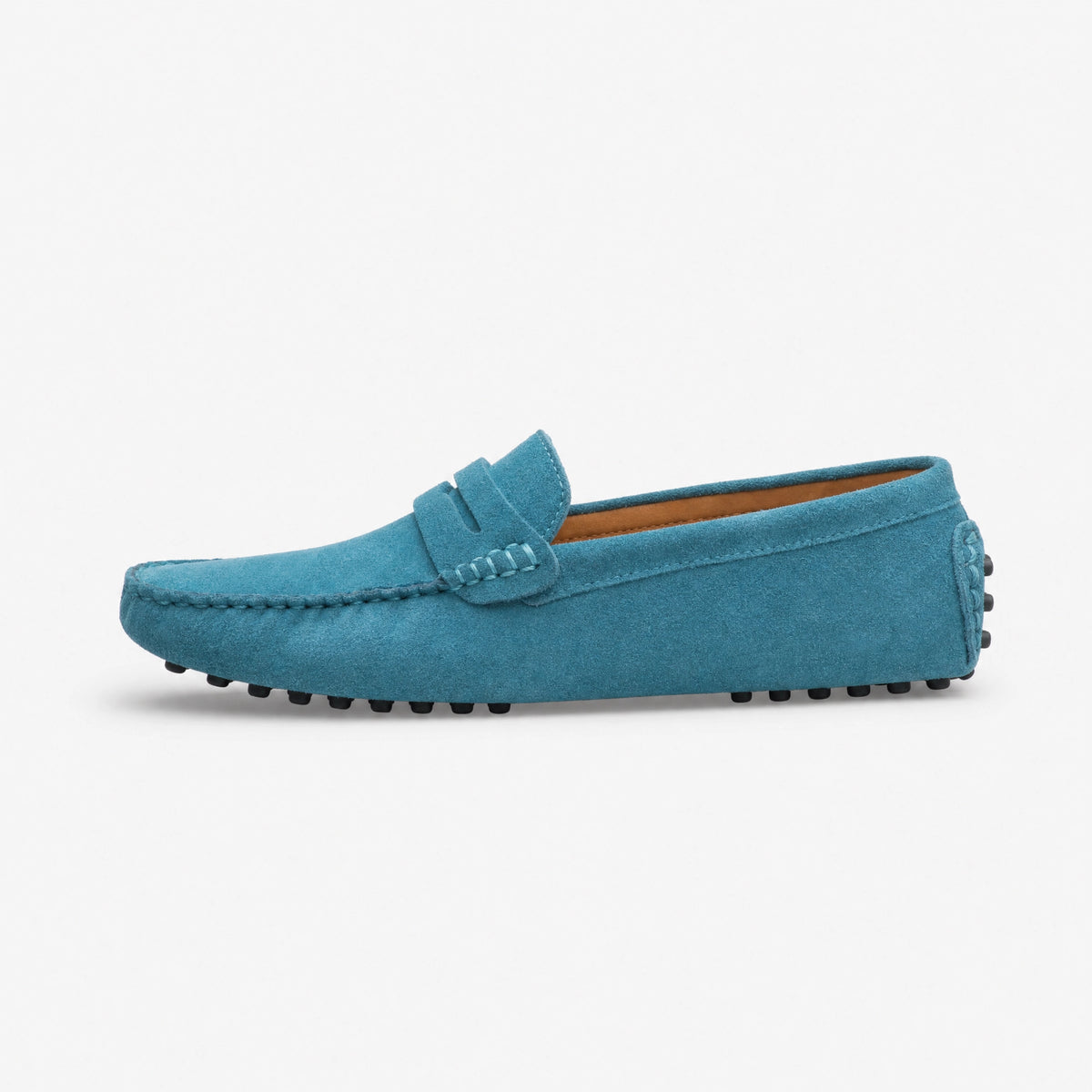 Blue Suede Rubber Pebble Loafers