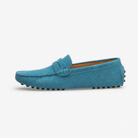 Blue Suede Rubber Pebble Loafers