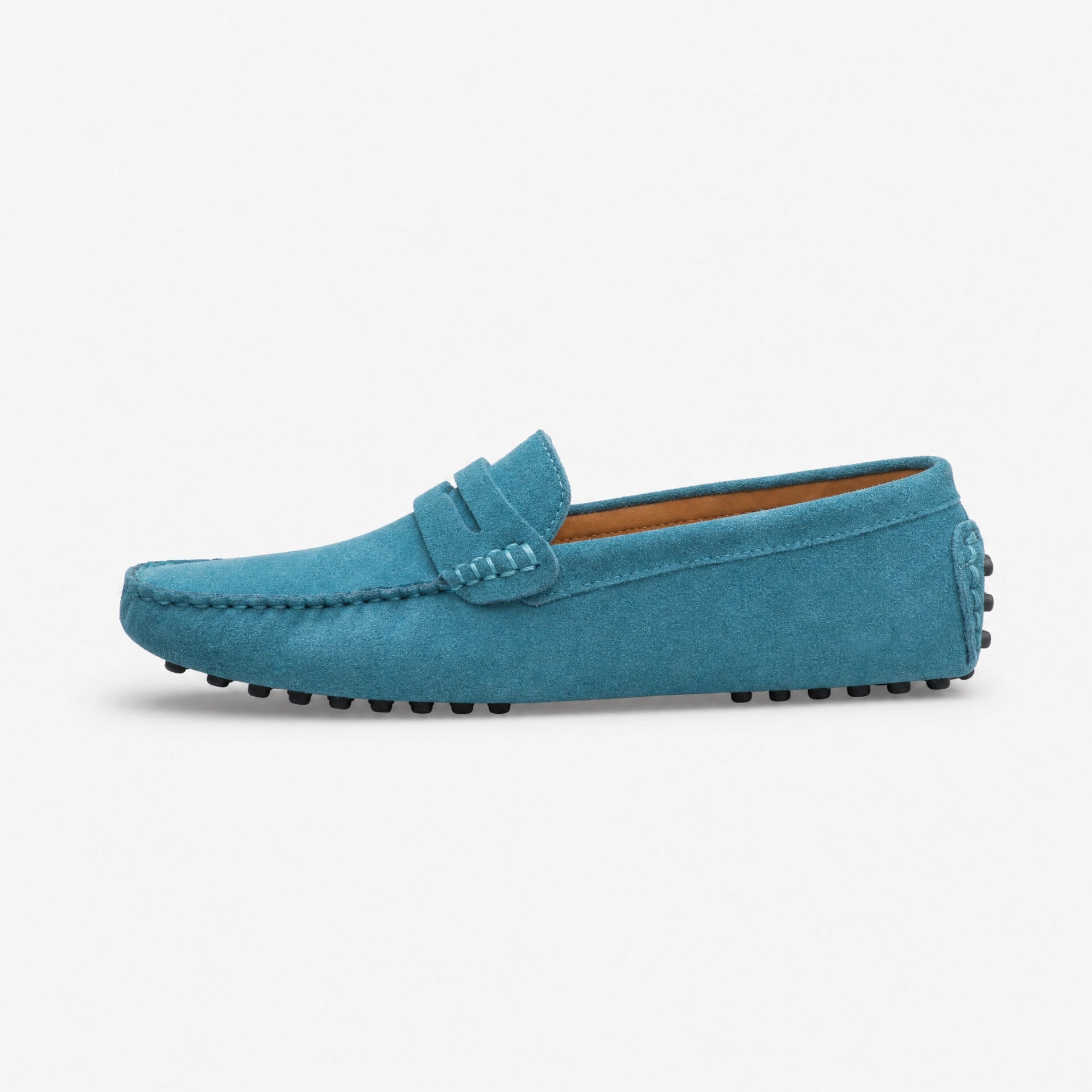 Blue Suede Rubber Pebble Loafers