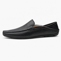 Black Breathable Leather Loafers
