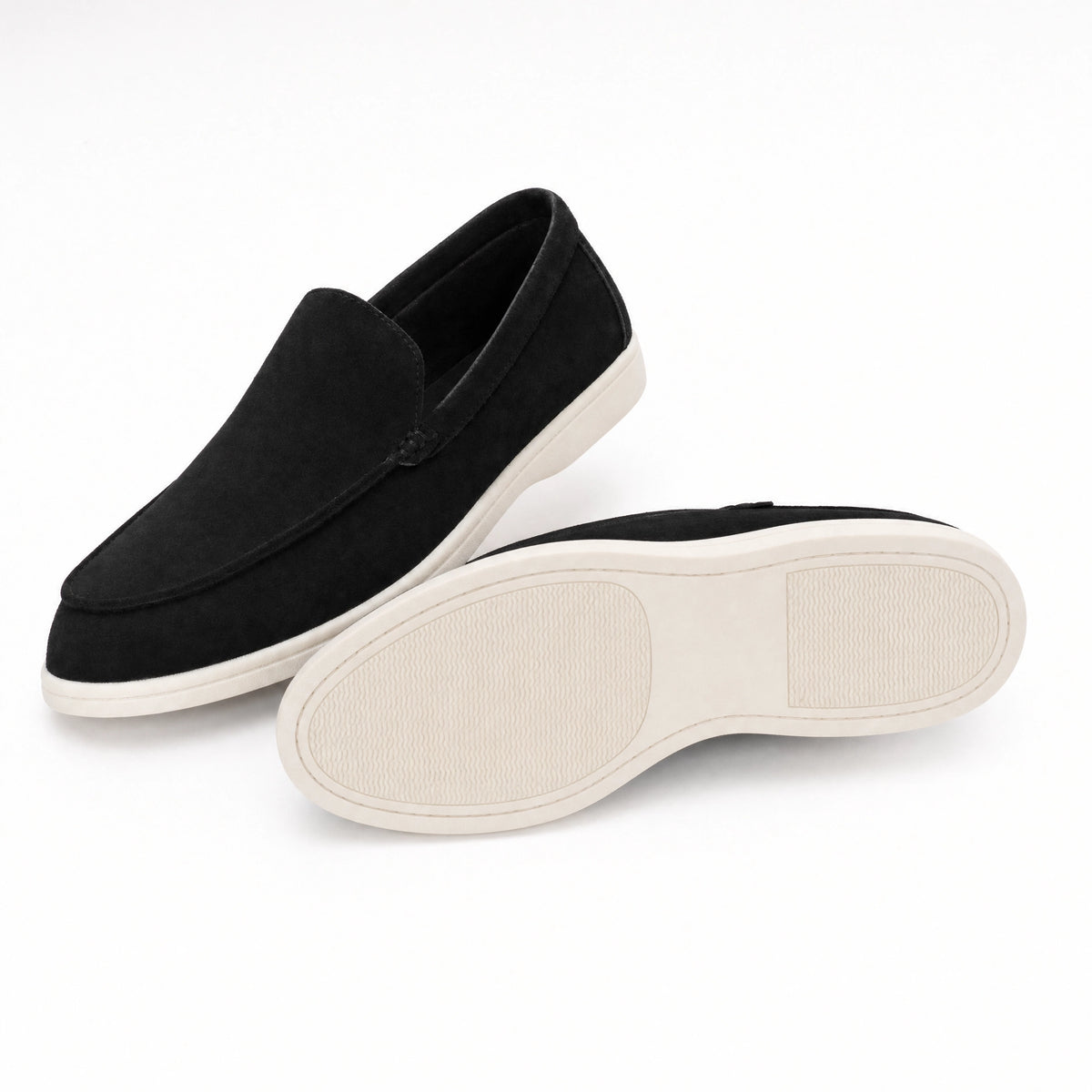 Black Suede Stitched Loafers
