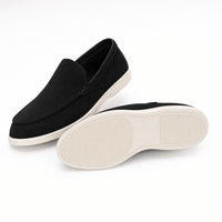 Black Suede Stitched Loafers