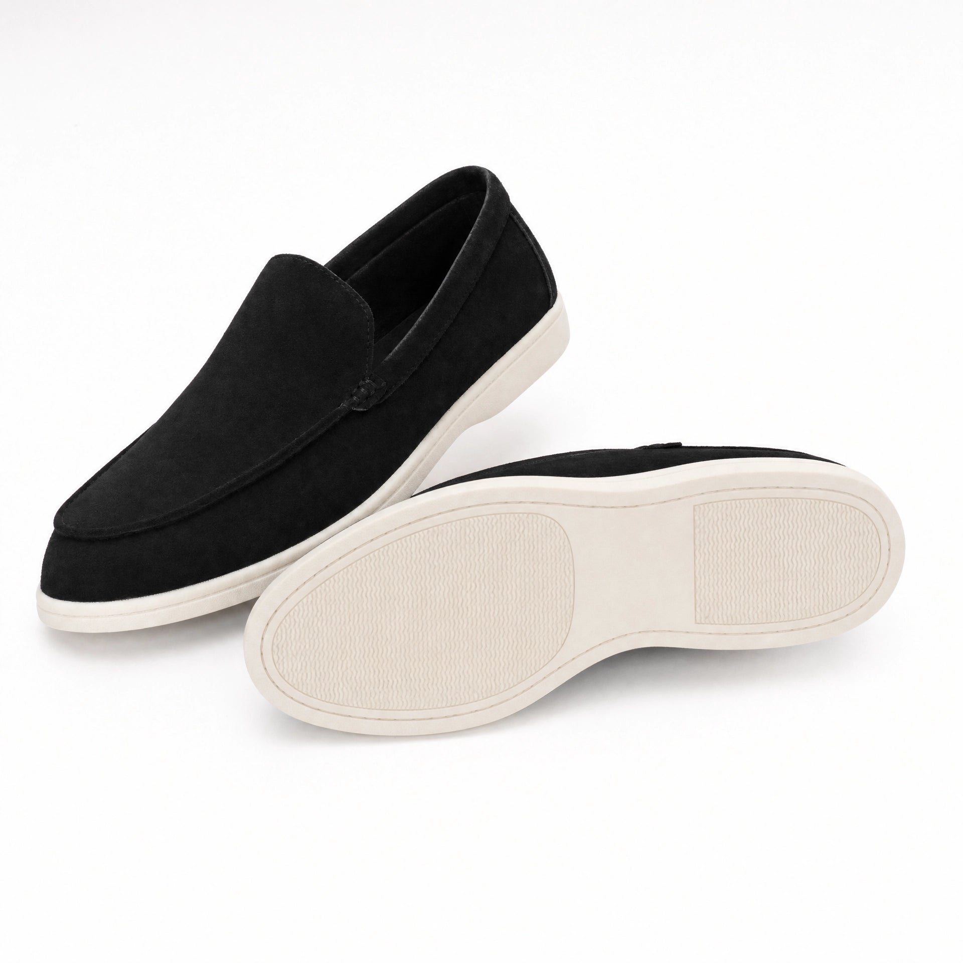 Black Suede Stitched Loafers