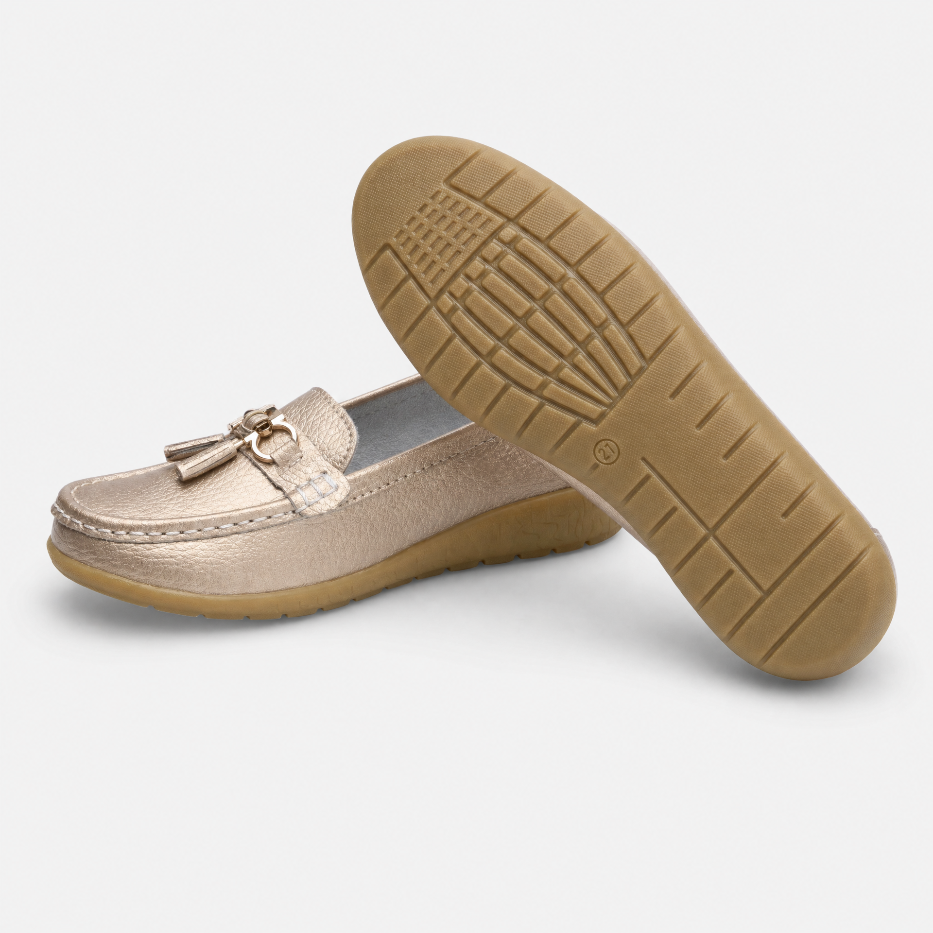 Gold Tassel Buckle Loafers