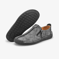 Grey Textured Zip Loafers