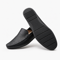 Black Breathable Leather Loafers