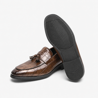 Embossed Tassel Loafers Square Toe