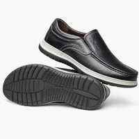 Black Leather Contrast Sole Loafers