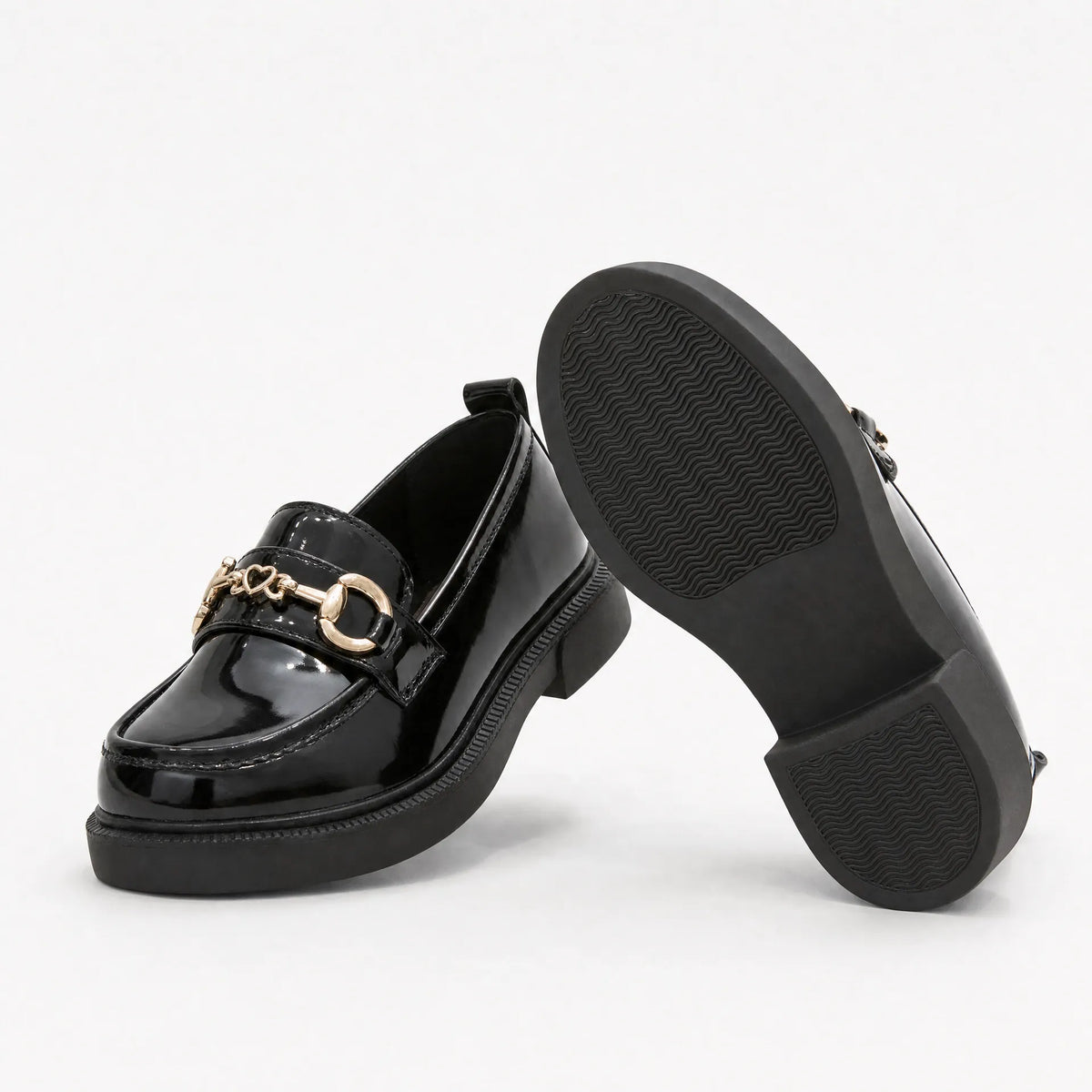 Gentry Morris Black Chunky Loafers Kids Chain