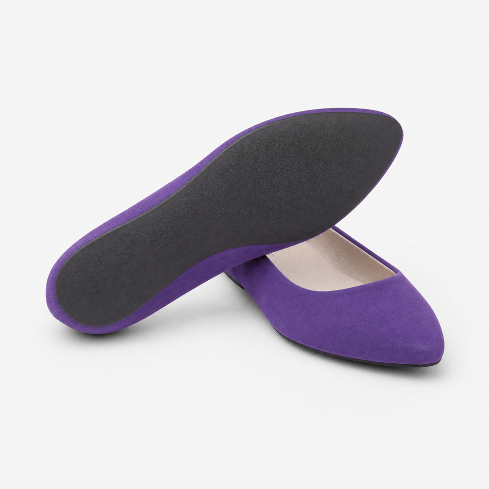 Purple Suede Pointed Loafers