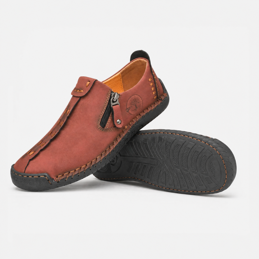 Burgundy Zip Stitch Loafers