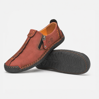 Burgundy Zip Stitch Loafers