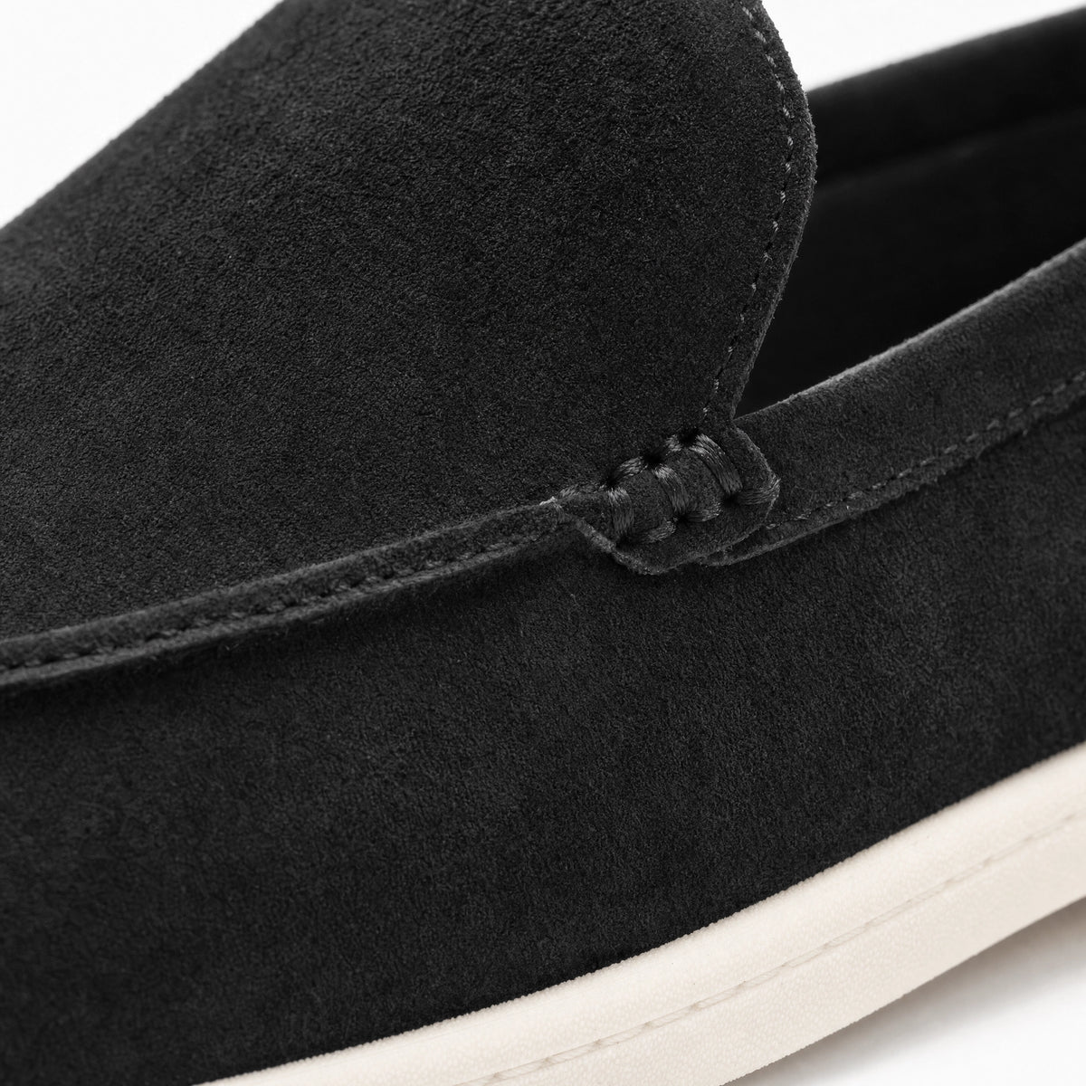Black Suede Stitched Loafers