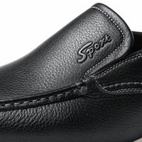 Black Leather Contrast Sole Loafers