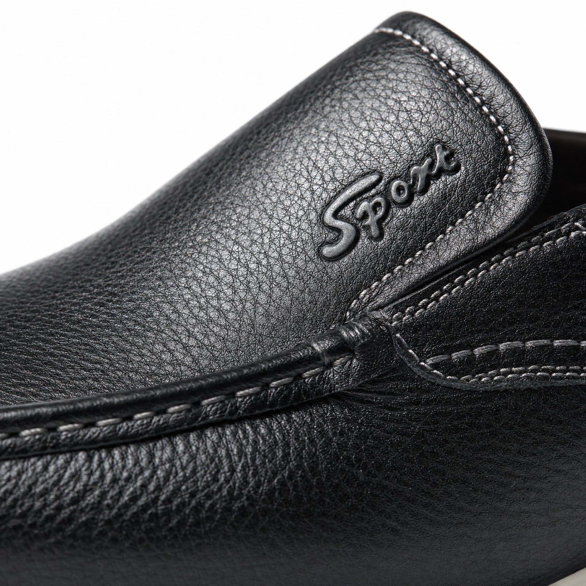 Black Leather Contrast Sole Loafers