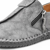 Grey Textured Zip Loafers