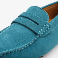 Blue Suede Rubber Pebble Loafers