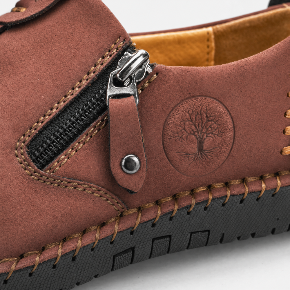 Burgundy Zip Stitch Loafers