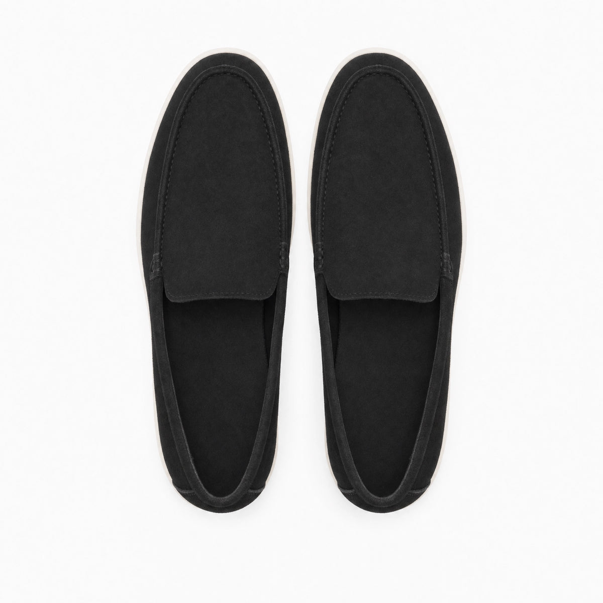 Black Suede Stitched Loafers