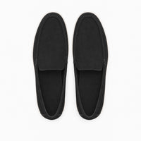 Black Suede Stitched Loafers