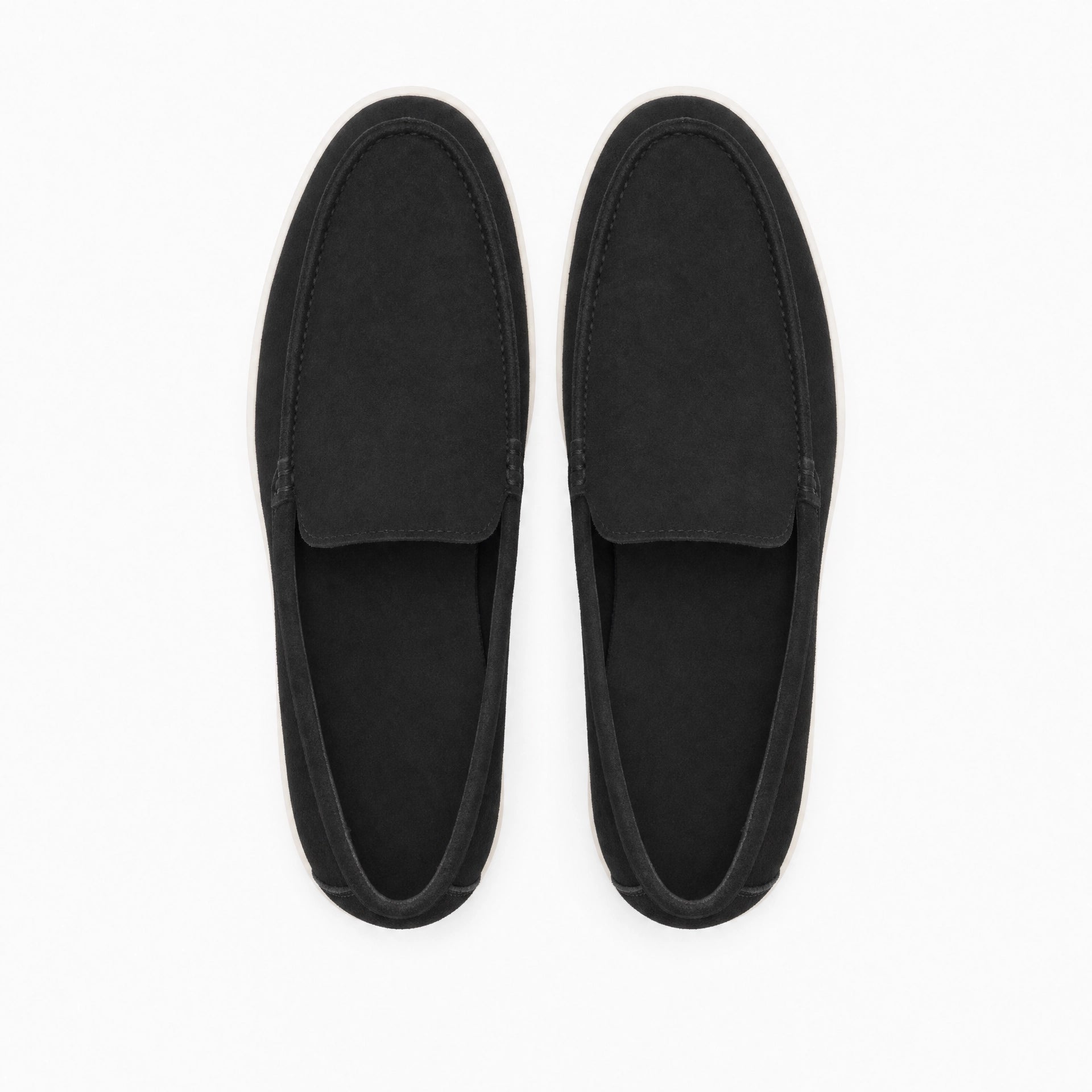 Black Suede Stitched Loafers