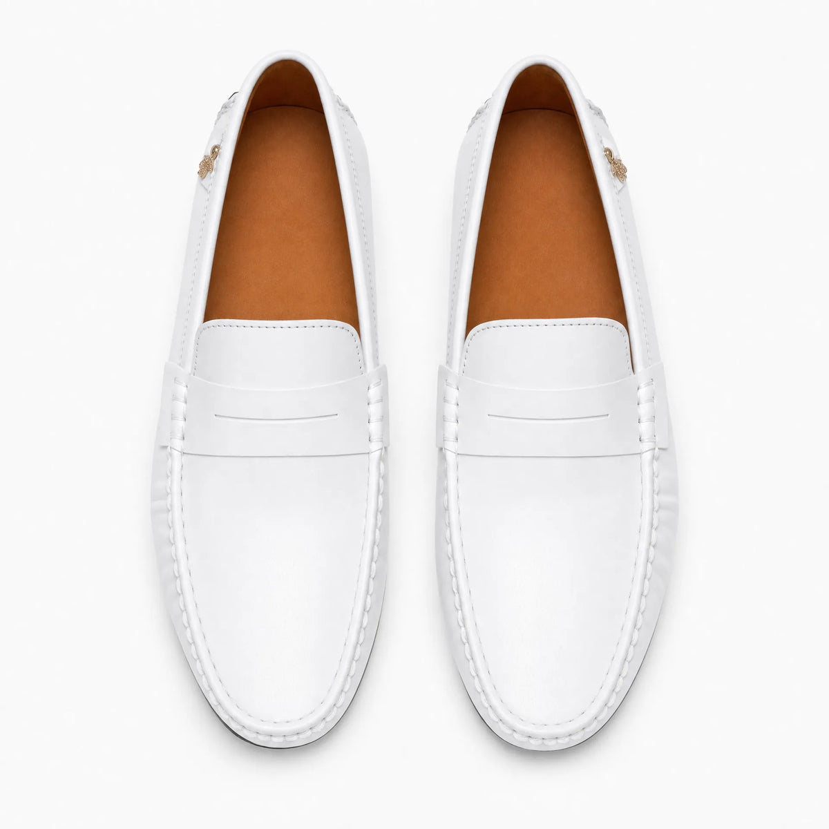 Gentry Morris White Driving Loafers Gold Bee