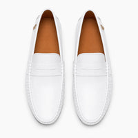 Gentry Morris White Driving Loafers Gold Bee