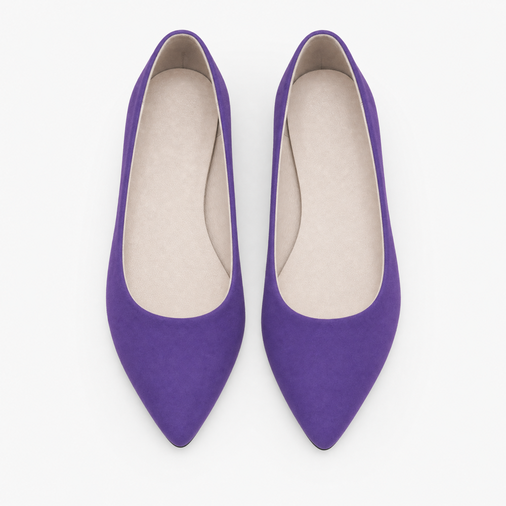 Purple Suede Pointed Loafers
