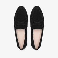 Gentry Morris Black Heeled Suede Loafers