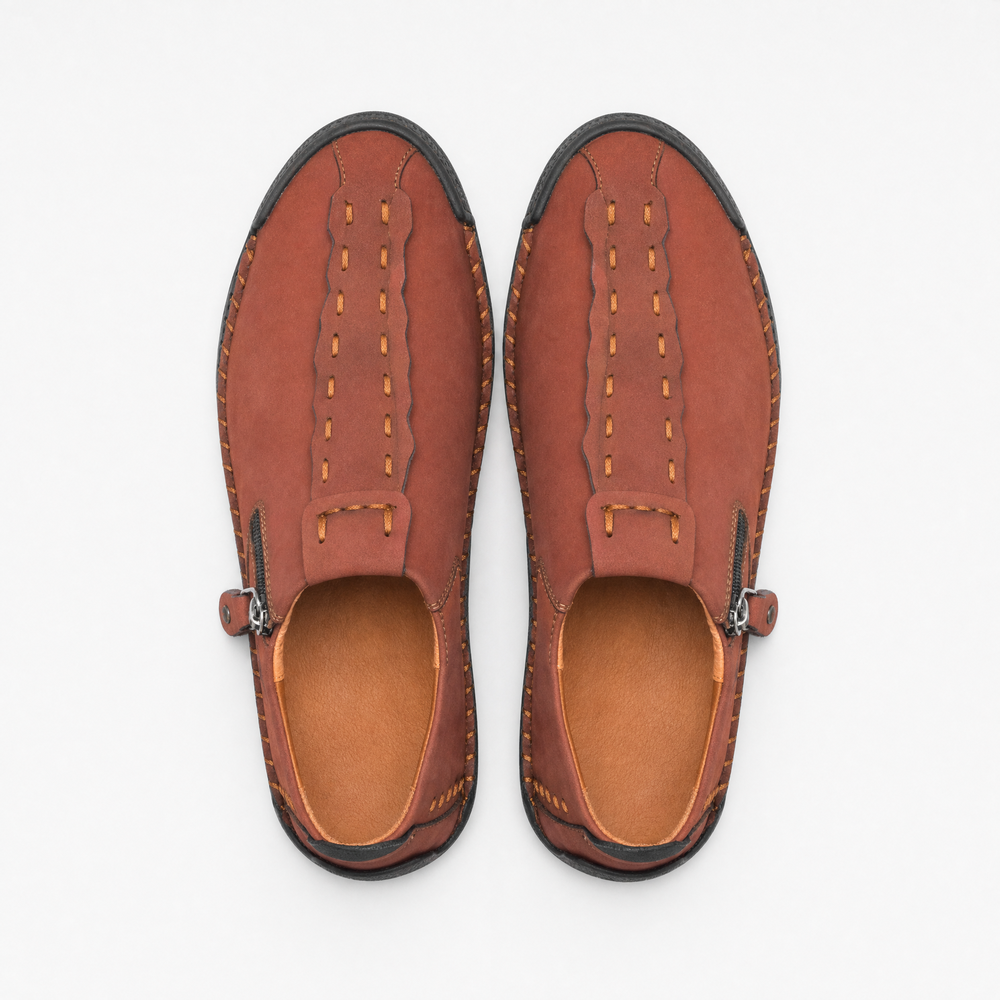 Burgundy Zip Stitch Loafers