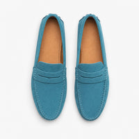 Blue Suede Rubber Pebble Loafers