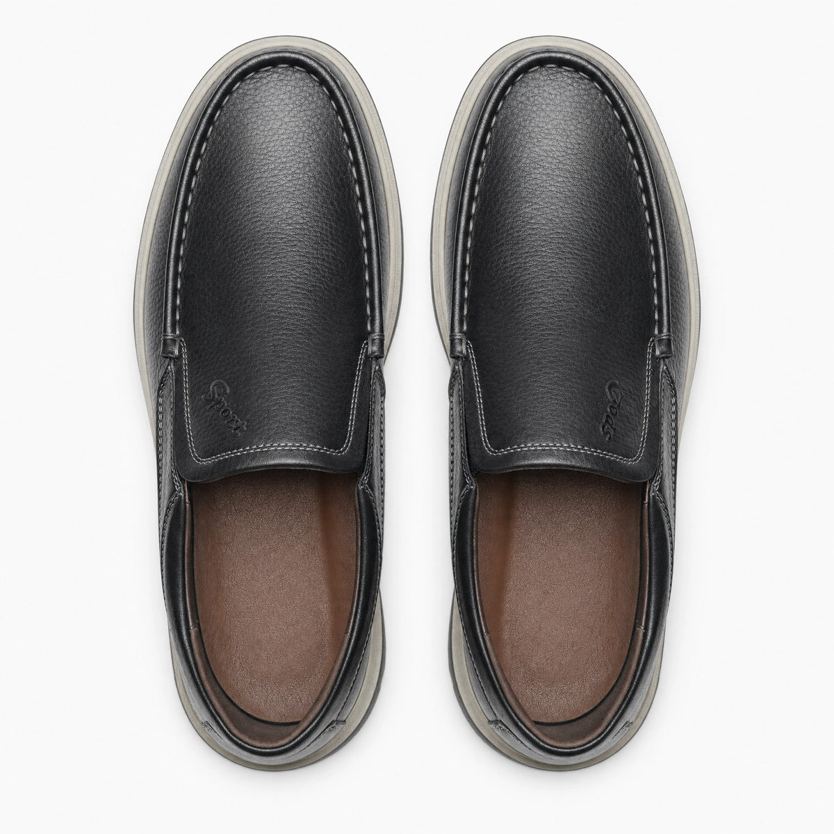 Black Leather Contrast Sole Loafers